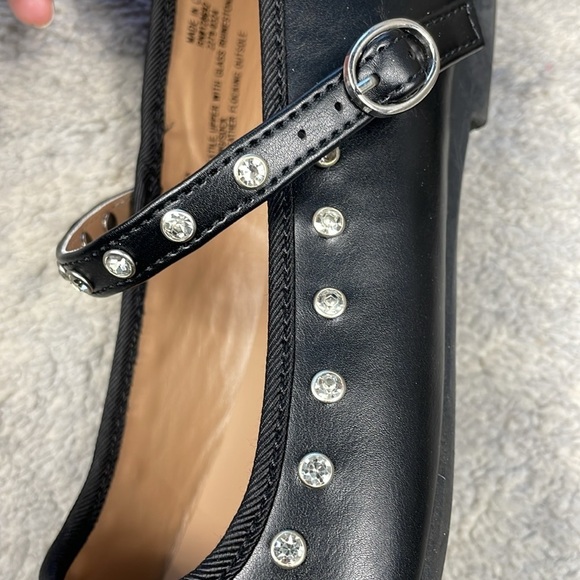 New Steve Madden JRea Crystal Embellished Mary Jane Ballet Flats Black Sz 5 Girl - Picture 9 of 15